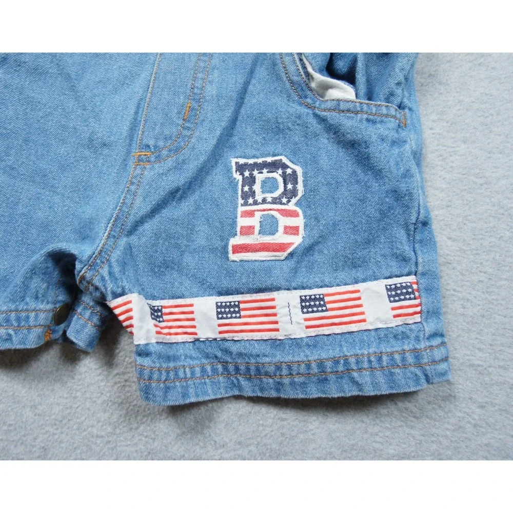 Vintage Bugle Boy Overalls 12 Months Blue Denim Jean Kids Toddler USA Flag